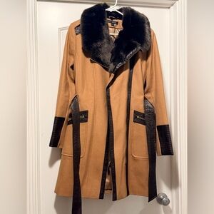 Via Spiga Camel & Dark Brown Trench Coat